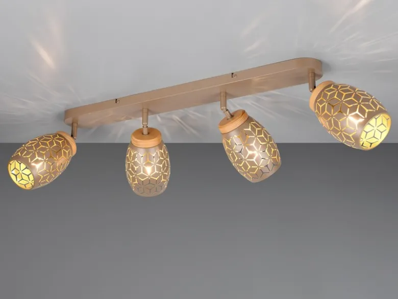 LED Deckenstrahler Coffee 4-flammig mit Stanzmuster, Breite 74cm