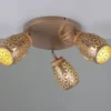 LED Deckenstrahler Coffee 3-flammig mit Stanzmuster, Ø58cm