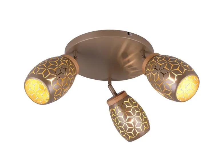 LED Deckenstrahler Coffee 3-flammig mit Stanzmuster, Ø58cm