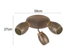 LED Deckenstrahler Coffee 3-flammig mit Stanzmuster, Ø58cm
