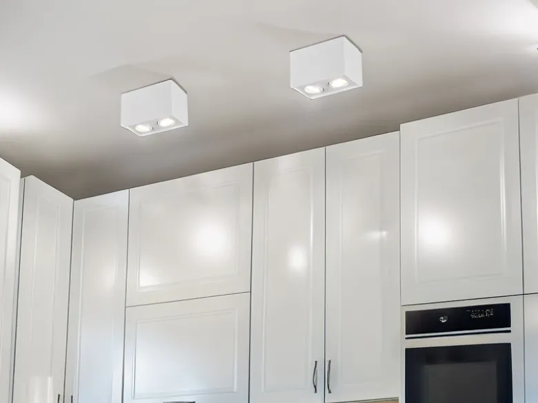 LED Deckenstrahler eckig 2-flammig Weiß, Breite 17cm