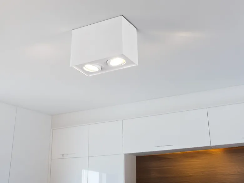 LED Deckenstrahler eckig 2-flammig Weiß, Breite 17cm