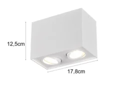 LED Deckenstrahler eckig 2-flammig Weiß, Breite 17cm