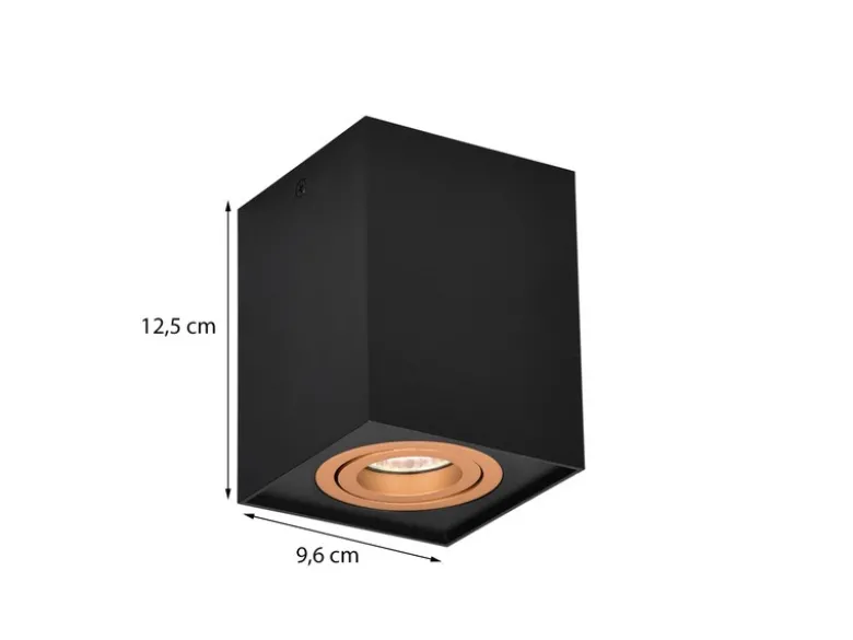 LED Deckenstrahler eckig Schwarz Gold, Breite 9,6cm
