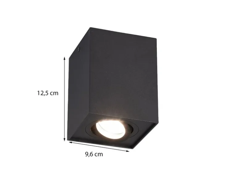 LED Deckenstrahler eckig Schwarz, Breite 9,6cm