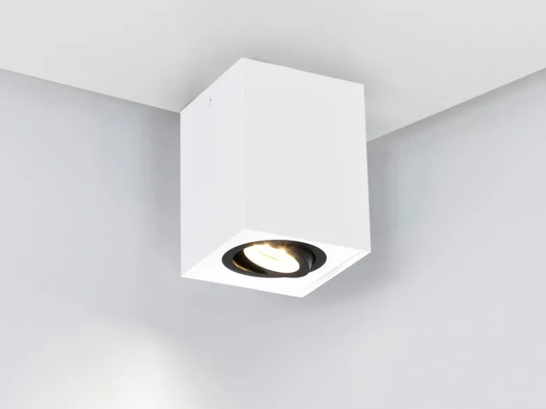 LED Deckenstrahler eckig Weiß-Schwarz, Breite 9,6cm