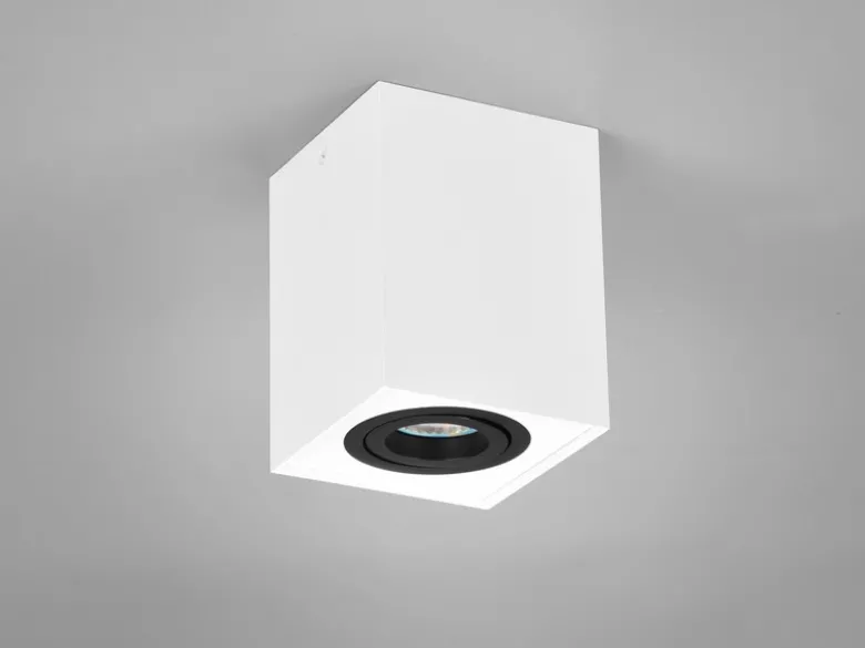 LED Deckenstrahler eckig Weiß-Schwarz, Breite 9,6cm