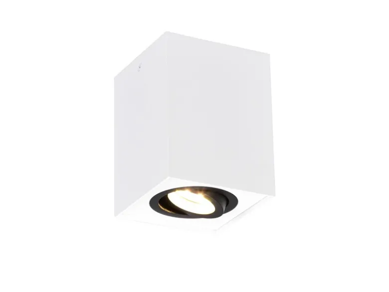 LED Deckenstrahler eckig Weiß-Schwarz, Breite 9,6cm