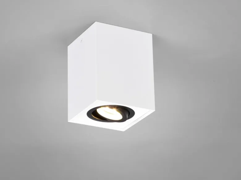 LED Deckenstrahler eckig Weiß-Schwarz, Breite 9,6cm