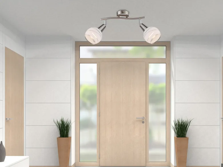 LED Deckenstrahler ELLIOTT 2-flammig, Glasschirme satiniert, Breite 28cm