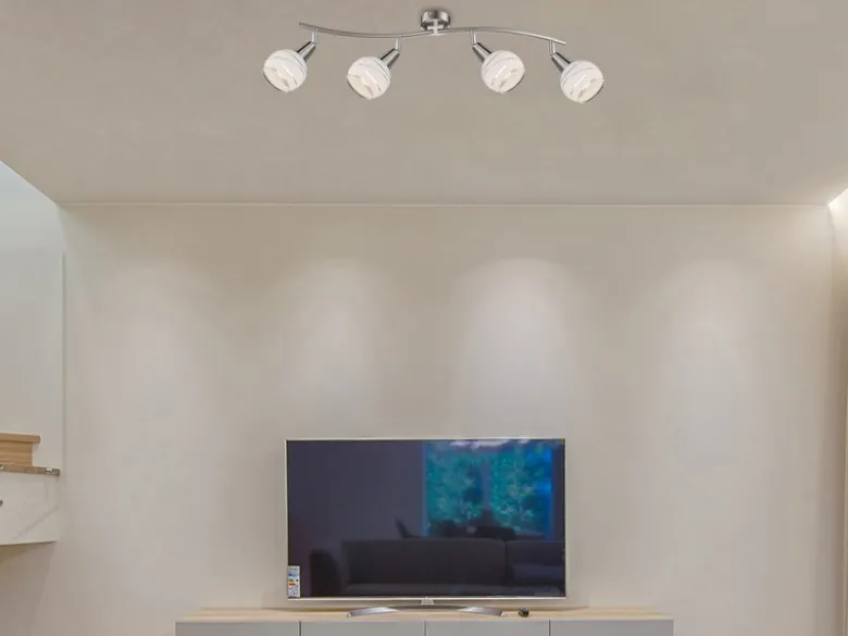LED Deckenstrahler ELLIOTT 4-flammig, Glasschirme satiniert, Breite 70cm