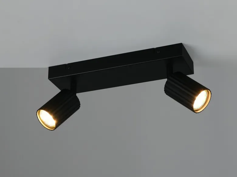 LED Deckenstrahler 2-flammig aus Metall Schwarz, Breite 30cm