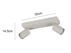 LED Deckenstrahler 2-flammig aus Metall Hellgrau, Breite 30cm