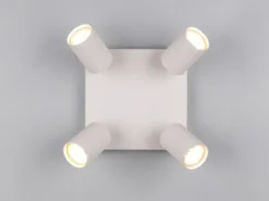 LED Deckenstrahler 4-flammig aus Metall Hellgrau, Quadrat 20cm
