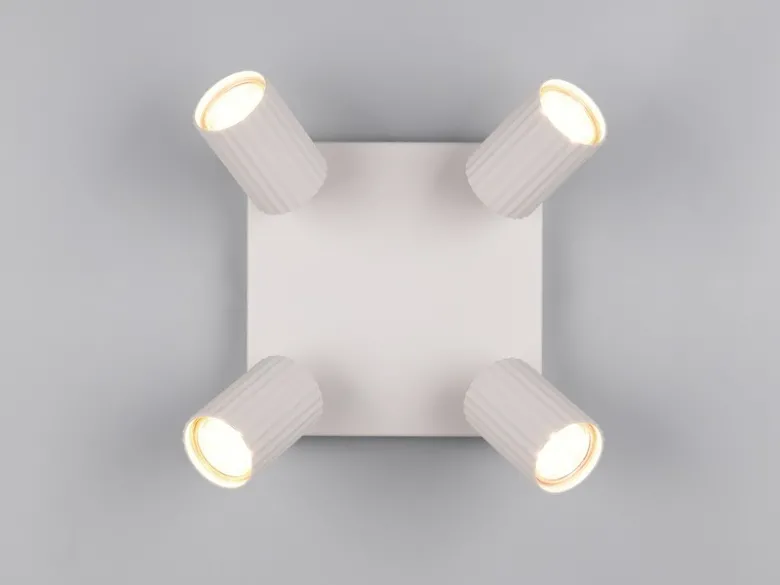 LED Deckenstrahler 4-flammig aus Metall Hellgrau, Quadrat 20cm