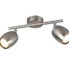 LED Deckenstrahler 2-flammig aus Metall Silber, Breite 27,5cm