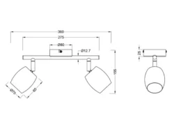 LED Deckenstrahler 2-flammig aus Metall Silber, Breite 27,5cm