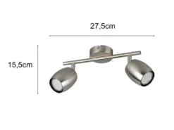 LED Deckenstrahler 2-flammig aus Metall Silber, Breite 27,5cm