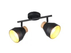 LED Deckenstrahler 2-flammig aus Metall Schwarz innen Gold, Breite 32cm