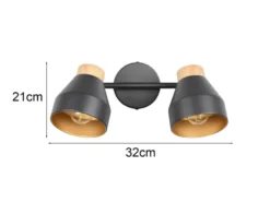 LED Deckenstrahler 2-flammig aus Metall Schwarz innen Gold, Breite 32cm