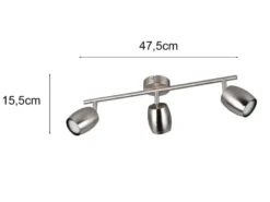 LED Deckenstrahler 3-flammig aus Metall Silber, Breite 47,5cm
