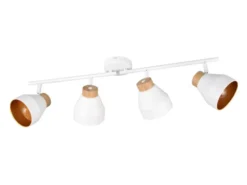 LED Deckenstrahler 4-flammig aus Metall Weiß innen Gold, Breite 71cm