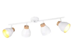 LED Deckenstrahler 4-flammig aus Metall Weiß innen Gold, Breite 71cm