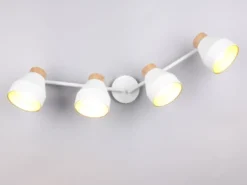 LED Deckenstrahler 4-flammig aus Metall Weiß innen Gold, Breite 71cm