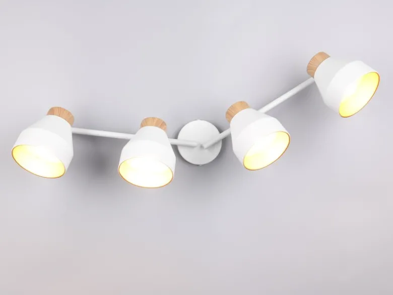 LED Deckenstrahler 4-flammig aus Metall Weiß innen Gold, Breite 71cm