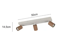 LED Deckenstrahler 3-flammig aus Metall Hellgrau & Coffee, Breite 50cm