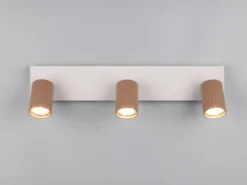 LED Deckenstrahler 3-flammig aus Metall Hellgrau & Coffee, Breite 50cm