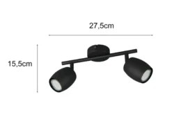 LED Deckenstrahler 2-flammig aus Metall Schwarz, Breite 27,5cm