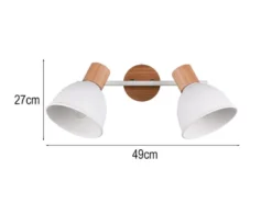 LED Deckenstrahler 2-flammig aus Metall in Weiß & Holzoptik, Breite 49cm