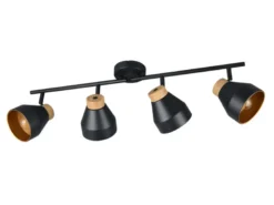 LED Deckenstrahler 4-flammig aus Metall Schwarz innen Gold, Breite 71cm