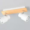 LED Deckenstrahler 2-flammig aus Metall in Weiß mit Holz, Breite 31cm
