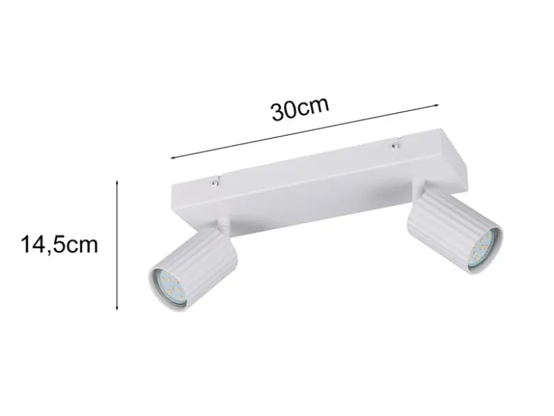 LED Deckenstrahler 2-flammig aus Metall Weiß, Breite 30cm