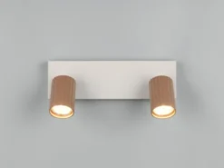 LED Deckenstrahler 2-flammig aus Metall Hellgrau & Coffee, Breite 30cm