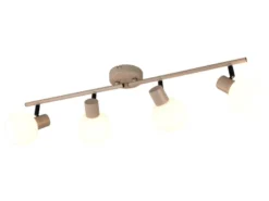 LED Deckenstrahler 4-flammig aus Metall in Beige mit Glasschirmen, Breite 70cm