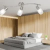 LED Deckenstrahler 3-flammig dimmbar, Silber mit Dekorglas, Breite 56cm