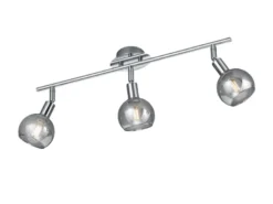 LED Deckenstrahler 3-flammig dimmbar, Chrom mit Rauchglas, Breite 58cm