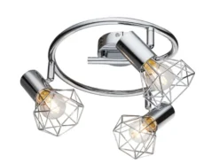 LED Deckenstrahler 3-flammig, Gitter Silber Chrom Industrial, Ø 25cm