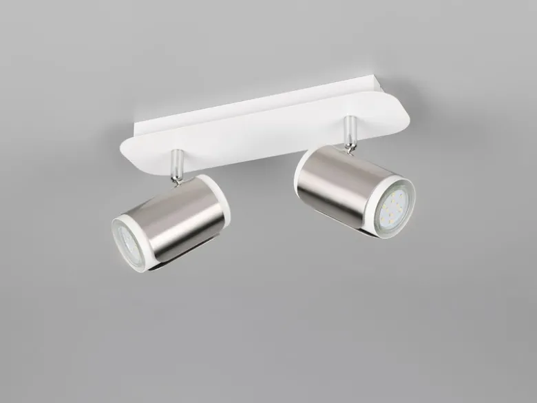LED Deckenstrahler 2-flammig Metall Weiß / Silber, Breite 30cm