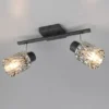 LED Deckenstrahler 2-flammig mit Rauchglas Lampenschirmen, Breite 37cm