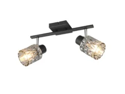 LED Deckenstrahler 2-flammig mit Rauchglas Lampenschirmen, Breite 37cm
