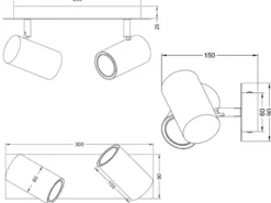 LED Deckenstrahler 2flammig Metall Coffee / Hellgrau, Breite 30cm