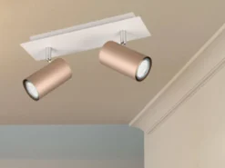 LED Deckenstrahler 2flammig Metall Coffee / Hellgrau, Breite 30cm