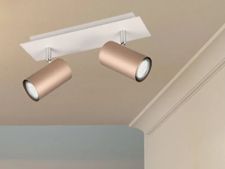 LED Deckenstrahler 2flammig Metall Coffee / Hellgrau, Breite 30cm