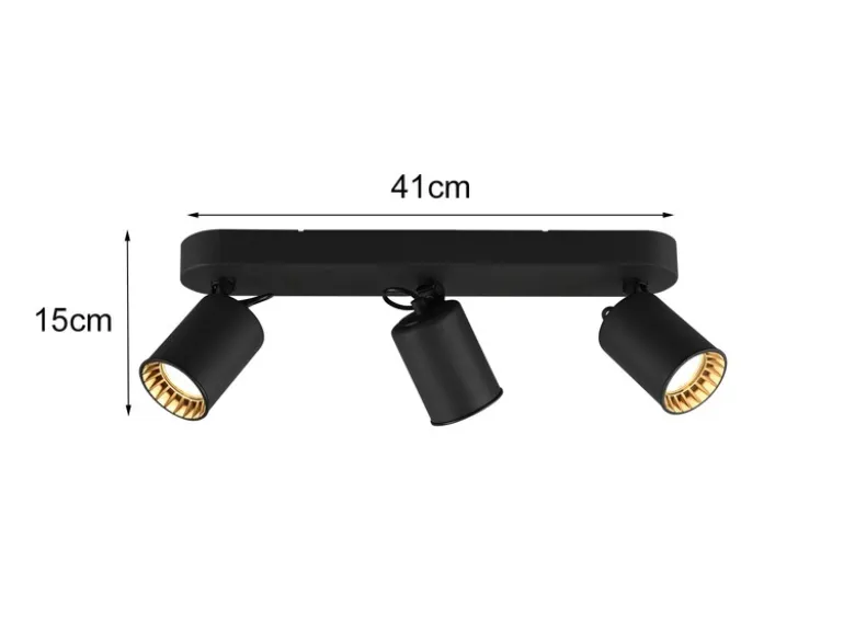 LED Deckenstrahler 3-flammig Metallschirm Schwarz, Breite 41cm