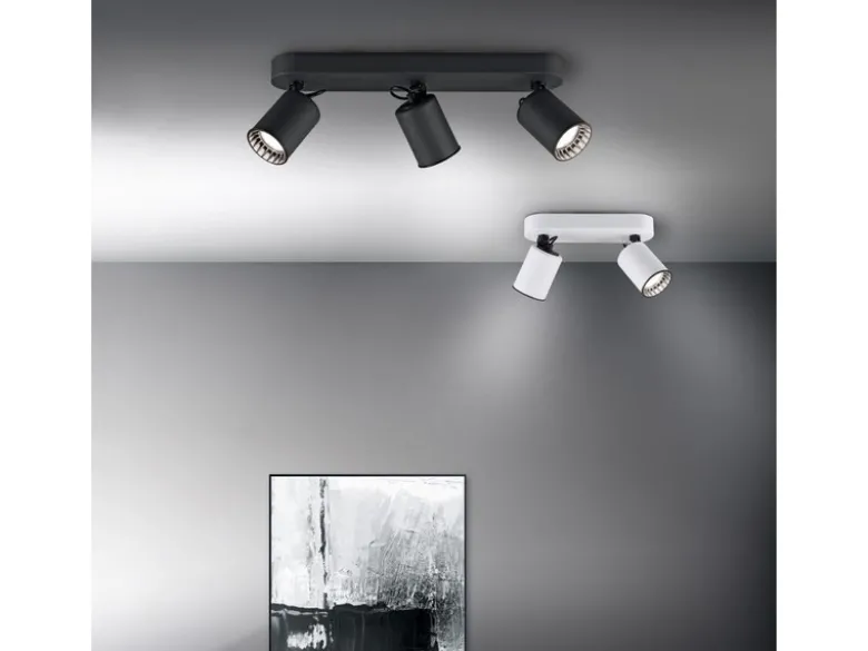 LED Deckenstrahler 3-flammig Metallschirm Schwarz, Breite 41cm