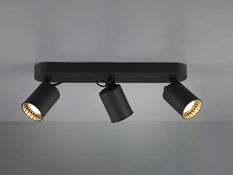 LED Deckenstrahler 3-flammig Metallschirm Schwarz, Breite 41cm